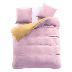 Lenjerie de pat galbenă/roz extinsă din microfibră pentru pat de o persoană 155x220 cm Furry – AmeliaHome