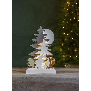 Decorațiune din lemn cu LED pentru Crăciun Star Trading Forest Friends, înălțime 44 cm