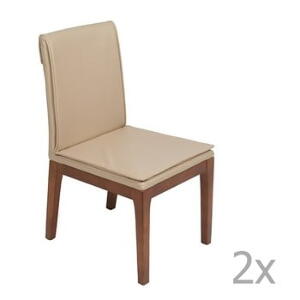 Set 2 scaune cu structură din lemn de stejar Santiago Pons Donato, crem