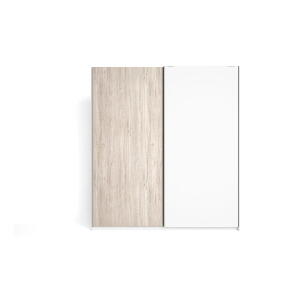 Dulap alb în decor stejar cu uși glisante 182x200 cm Sahara - Marckeric