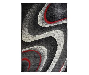 Covor Moderno Onda Nero Rosso 120x170 cm - Floorita, Negru