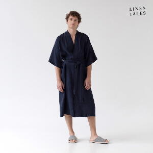 Halat albastru închis L/XL din in Summer – Linen Tales