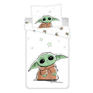 Lenjerie de pat pentru copii din bumbac pentru pat de o persoană 140x200 cm Star Wars Baby Yoda – Jerry Fabrics