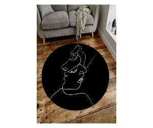 Covor Drawing Face Model Oval 140x140 cm - Rizzoli, Negru