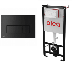 Set Rezervor WC Incastrat Alcadrain cu clapeta negru mat AM101/M578