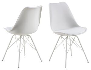 Set 2 scaune din plastic si picioare metalice Eris Alb, l48,5xA54xH85,5 cm