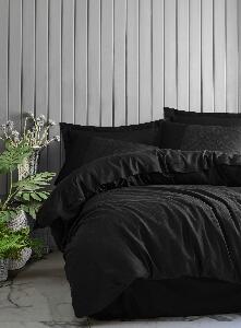 Lenjerie de pat din bumbac Satinat Dama Negru, 200 x 220 cm