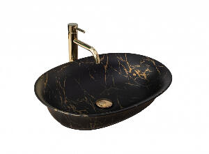 Lavoar Roma Negru Marble mat ceramica sanitara - 56 cm