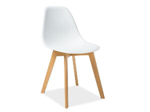 Scaun din plastic si lemn Moris alb – H 85 cm