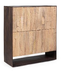 Cabinet din lemn de mango si furnir, cu 4 usi, Gunter Wenge / Natural, l100xA40xH110 cm