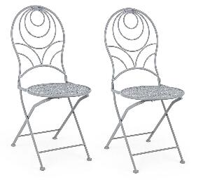 Set 2 scaune pliabile de gradina / terasa din metal Marlene Gri, l40xA40xH94 cm