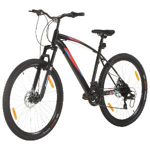Bicicleta montana cu 21 de viteze, cadru metalic, Mountain Negru / Rosu, 48 cm