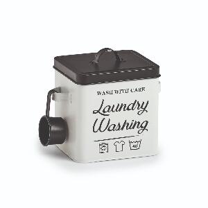 Cutie pentru depozitare detergent, din metal, Laundry Alb / Negru, L25xl15,5xH18,1 cm
