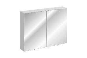 Dulap baie suspendat cu oglinda, din pal, 2 usi, Leonardo Alb, l90xA16,8xH65 cm