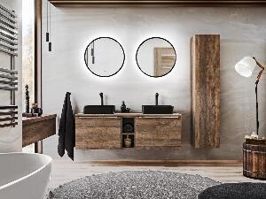 Set Mobilier pentru baie, din pal, 9 piese, 180 cm, Santa Fe Stejar