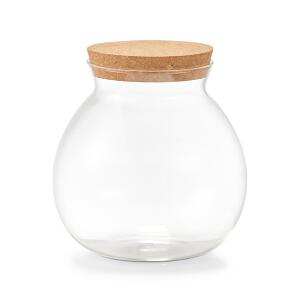 Borcan pentru depozitare cu capac din pluta, Glass Ball Tall, 1700 ml, Ø15,1xH15,7 cm