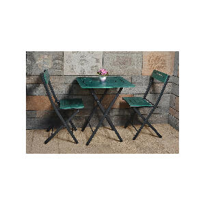 Set Masuta cu 2 scaune pentru Gradina/Terasa, Bistro, 60x60x73 cm, Verde/Negru