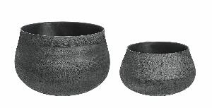 Set 2 suporturi ghivece din aluminiu, Hammel Wide Grafit, Ø24,5xH16 / Ø20xH11,5 cm