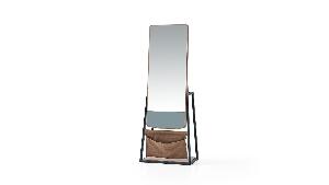 Oglinda decorativa de podea din pal si metal, Solid Tall Natural / Negru, l64xA41,6xH168,8 cm