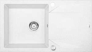 Chiuveta bucatarie compozit cu picurator alb mat 78 cm Deante Evora