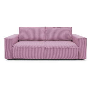 Canapea roz extensibilă cu tapițerie din catifea reiată 245 cm Nihad – Bobochic Paris