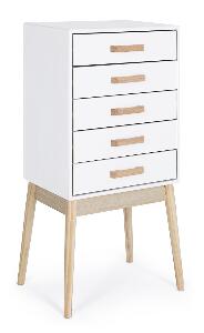 Comoda Ordinary, Bizzotto, 43 x 30 x 88 cm, lemn de pin, alb