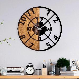 Ceas de perete decorativ din lemn Wooden Clock - 57, Nuc, 56x3x56 cm