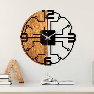 Ceas de perete decorativ din lemn Wooden Clock - 61, Nuc, 56x3x56 cm