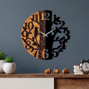 Ceas de perete decorativ din lemn Wooden Clock - 71, Nuc, 56x3x56 cm