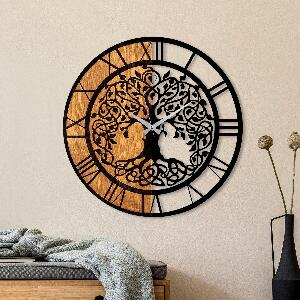 Ceas de perete decorativ din lemn Wooden Clock , Nuc, 56 x 3 x 56 cm