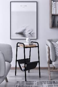 Masuta Lateral Gazy Side Table, Negru, 34 x 60 x 40 cm