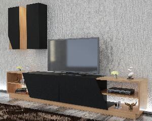 Comoda Tv cu biblioteca Babilcu usi si rafturi, Alb, 240 x 47 x 38 cm
