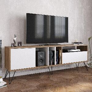 COMODA TV Mistico (180) - Walnut, White, Nuc, 180x59x36 cm