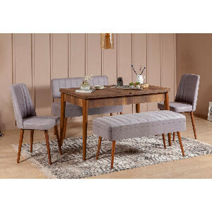 Set masă și scaune extensibile (5 bucăți) Vina 0701 - 4 - Anthracite, Atlantic Extendable Dining Table & Chairs Set 4, Nuc, 77x75x120 cm