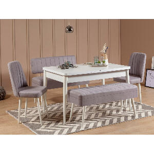 Set masă și scaune extensibile (5 bucăți) Vina 0701 - 4 - Anthracite, Atlantic Extendable Dining Table & Chairs Set 5, Alb, 77x75x120 cm
