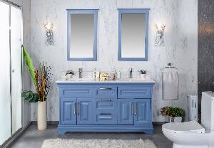 Set mobilier de baie (3 piese) Huron 60 - Blue, Albastru, 150x86x54 cm