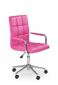 Scaun de birou pentru copii, tapitat cu piele ecologica Gonzo 2 Pink, l53xA60xH98-110 cm