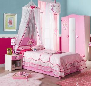Set Mobila dormitor din pal, pentru copii 4 piese Little Princess Pink / Nature