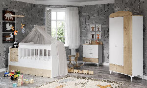 Set de mobilier pentru camera bebelusului Sansa Buyuyen - Oak, Stejar, 95x67x175 cm