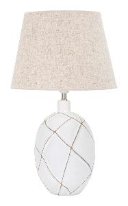 Lampa de masa, Lines, Mauro Ferretti, 1 x E27, 40W, Ø35 x 60 cm, polirasina/fier/textil, alb antic/maro