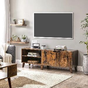 Comoda TV, Vasagle, 140 x 40 x 45 cm, PAL/lemn masiv, maro rustic