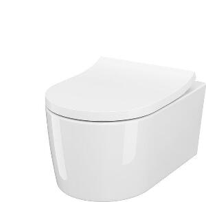 Vas wc suspendat rimless cu capac soft close Cersanit Inverto Stream On, alb