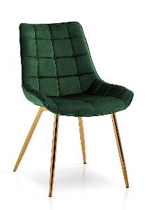 Scaun tapitat cu stofa, cu picioare metalice Kair Velvet Verde / Auriu, l53xA62xH84 cm