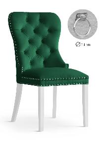 Scaun tapitat cu stofa si picioare din lemn Madame II Velvet Verde / Alb, l51xA63xH99 cm