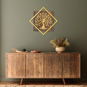 Accesoriu decorativ de perete din lemn Tree v2 - Gold