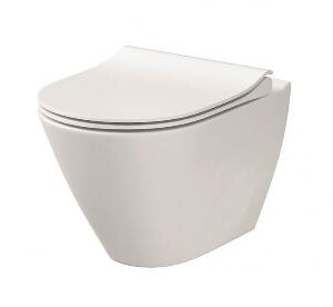 Vas wc suspendat rimless Cersanit City Oval cu capac soft close inclus, alb lucios