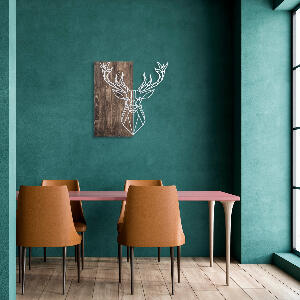 Accesoriu decorativ de perete din lemn Deer1 argintiu