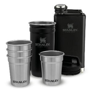 Set sticlă și pahare de tărie negru 6 buc. din oțel inoxidabil 250 ml – Stanley