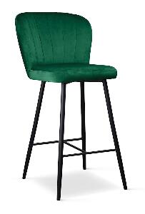 Scaun de bar tapitat cu stofa, cu picioare metalice Shelly Small Verde / Negru, l50xA53xH96 cm