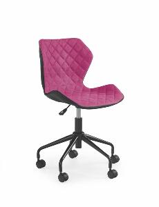 Scaun de birou pentru copii, tapitat cu piele ecologica si stofa Matrix Pink, l48xA53xH78-88 cm